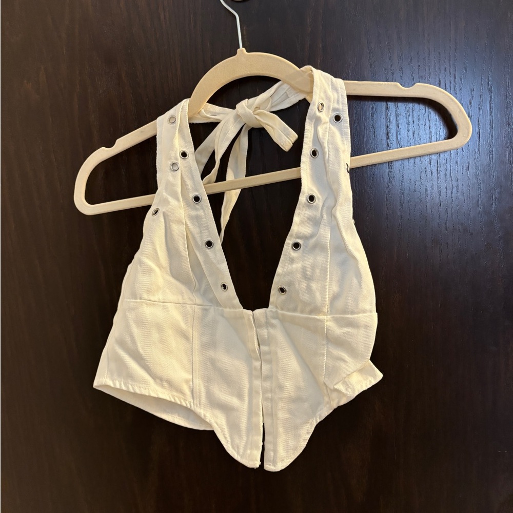 Stylish Cream Halter Top